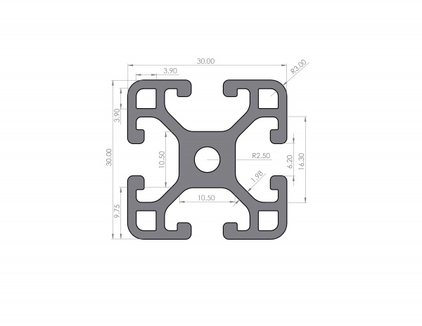 Aluminum profile 30x30 groove 6 I type Lightweight